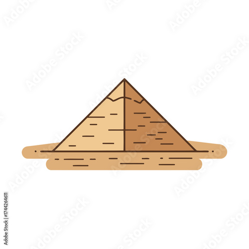 Minimalist Egyptian Pyramid Vector Illustration in Flat Brown and Tan Desert Hues