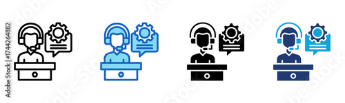 Remote Support icon Multi Style Vector Illustration