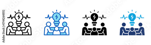 Brainstorming Session icon Multi Style Vector Illustration