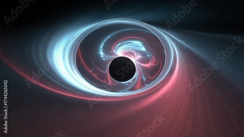 Stunning cosmic black hole animation with swirling energy and gravitational waves