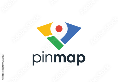 abstract pin point logo. creative map navigation vector design concept	
