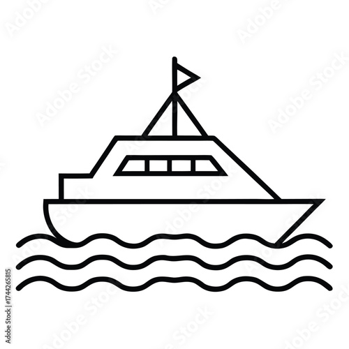 yacht party simple line art silhouette vector icon