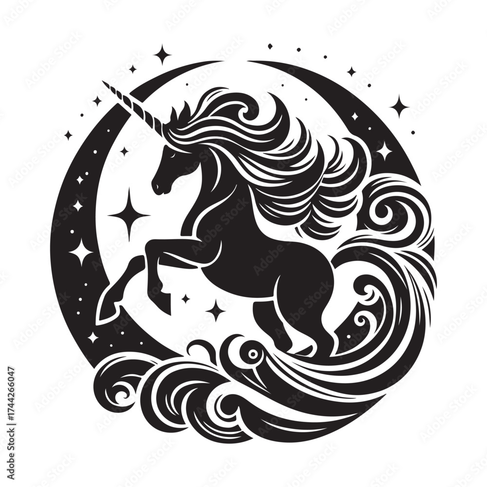 Obraz premium unicorn silhouette vector set