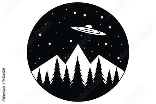 aurora borealis simple line art silhouette vector icon