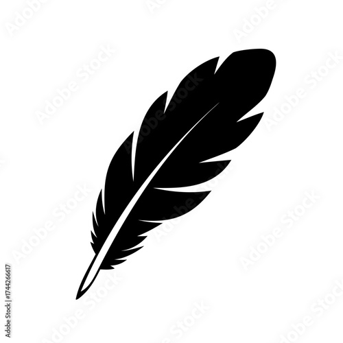 Elegant black feather vector illustration on a clean white background design