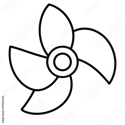 boat propeller simple line art silhouette vector icon