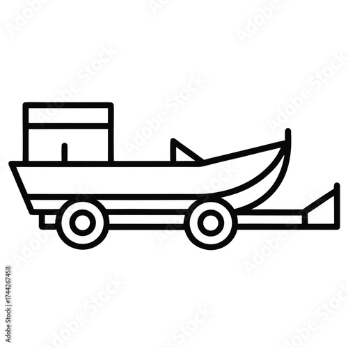 boat trailer simple line art silhouette vector icon