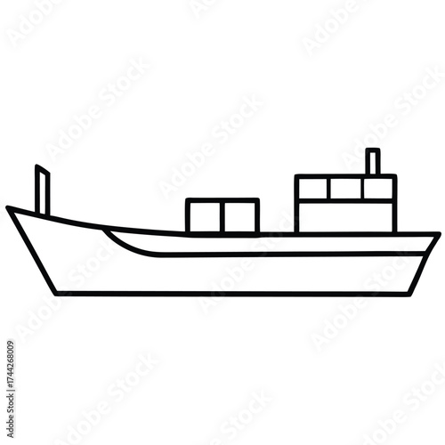 cargo barge simple line art silhouette vector icon