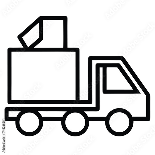 cargo unloading simple line art silhouette vector icon