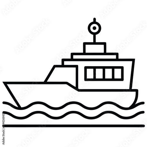 coast guard ship simple line art silhouette vector icon