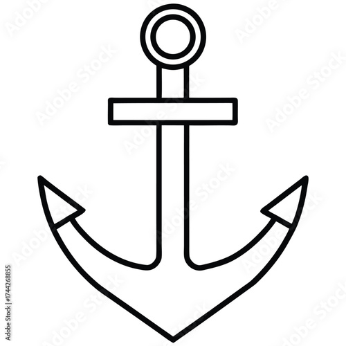 cruise anchor simple line art silhouette vector icon