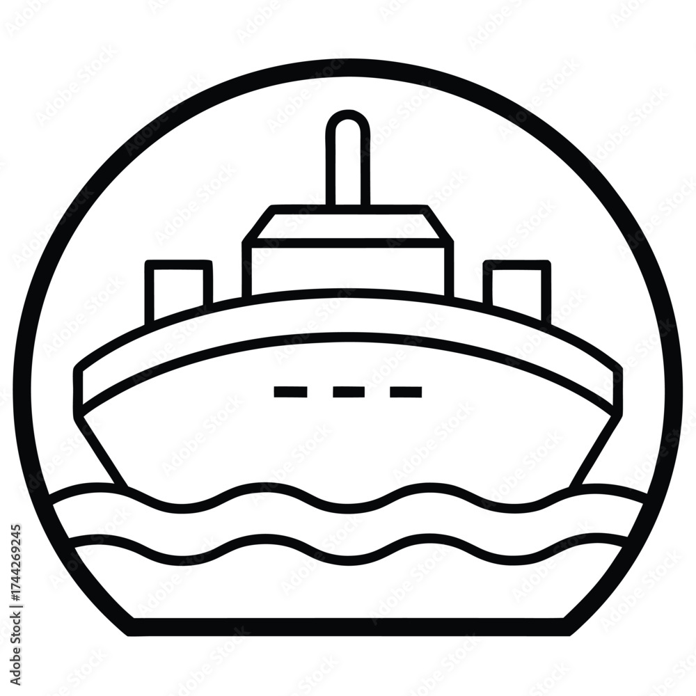 Fototapeta premium cruise liner deck simple line art silhouette vector icon