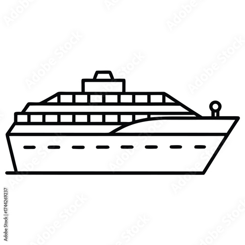 cruise icon flat simple line art silhouette vector icon