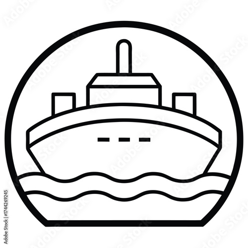 cruise liner deck simple line art silhouette vector icon