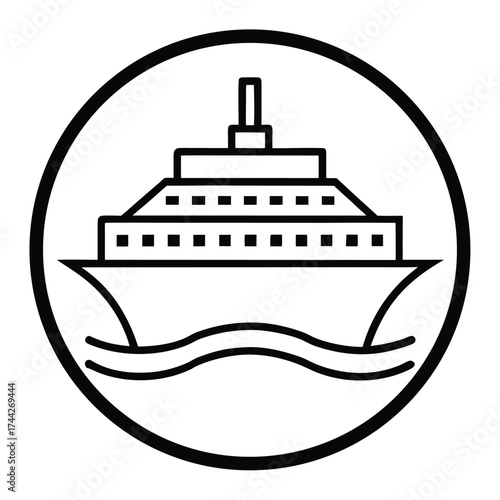 cruise ship port simple line art silhouette vector icon