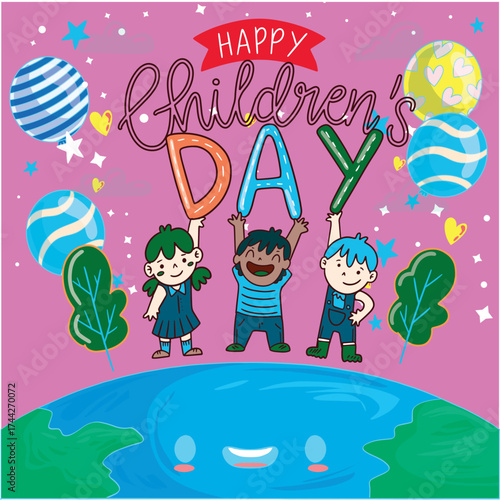 world childeren's day in illustrator
