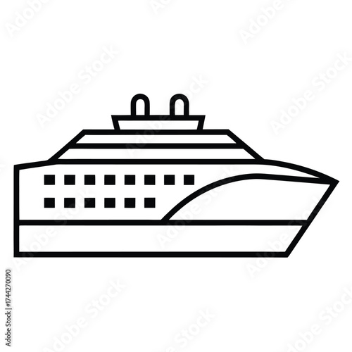 docked cruise ship simple line art silhouette vector icon