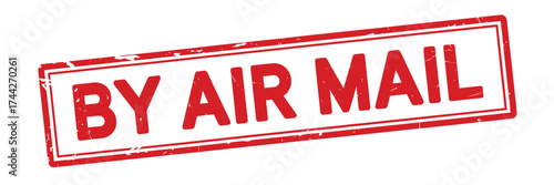 Vintage red rubber stamp imprint saying by air mail