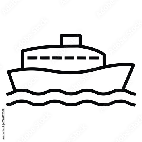 ferry simple line art silhouette vector icon