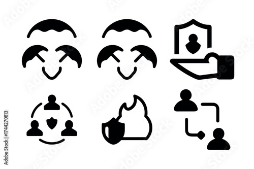 Insurance Icons Depicting Security and Protection