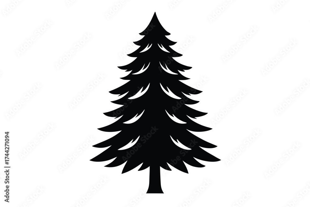 Fototapeta premium frosted pine tree simple line art silhouette vector icon