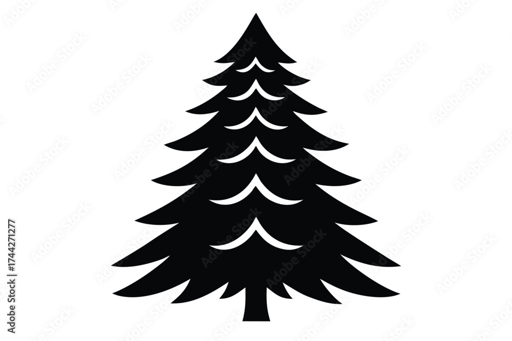 Obraz premium frosty pine simple line art silhouette vector icon
