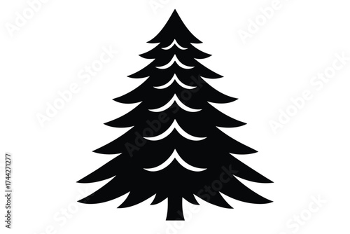 frosty pine simple line art silhouette vector icon