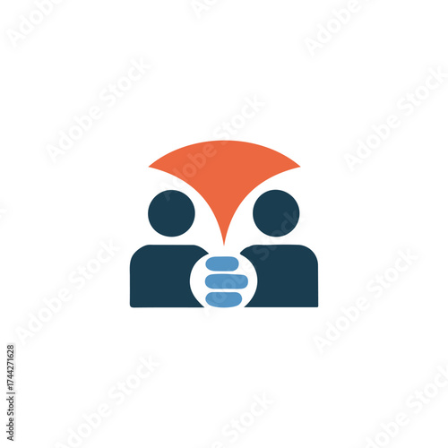 Abstract logo depicting two people engaged in communication and connection