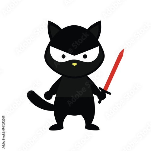 ninja cat with sword vector