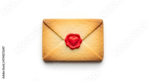 Wallpaper Mural An envelope-shaped cookie with a red wax seal on a white background Torontodigital.ca