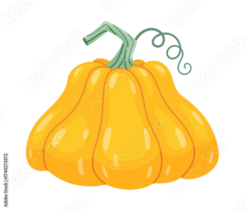Autumn pumpkin. Hand drawn trendy flat style isolated on transparent background. for Halloween or Thanksgiving stickers, menus, apps, posters, design. Vector illustration