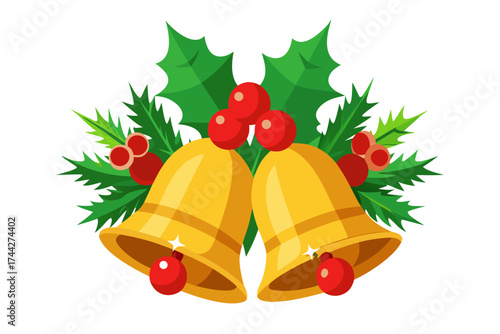 christmas bells with holly