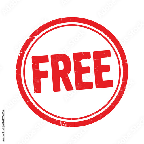 Red circular stamp with the word free in bold red letters