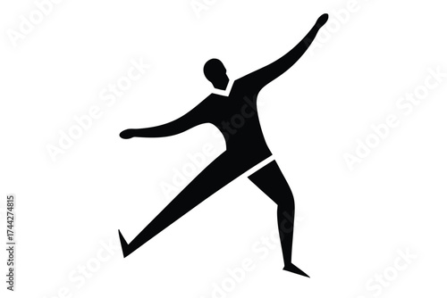 ice skater simple line art silhouette vector icon