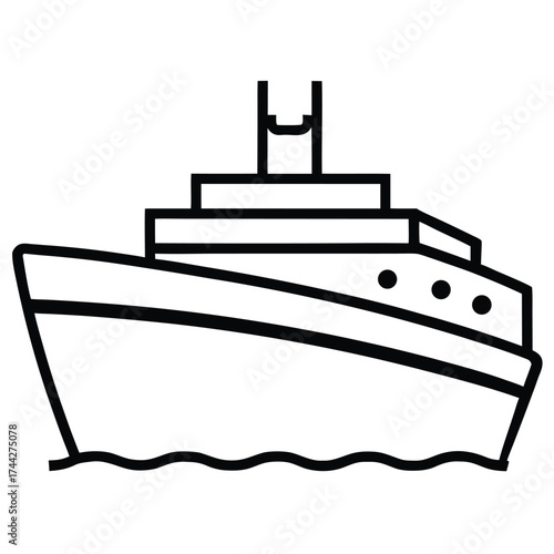 icebreaker ship simple line art silhouette vector icon