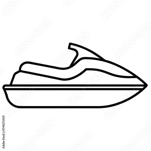 jet ski simple line art silhouette vector icon