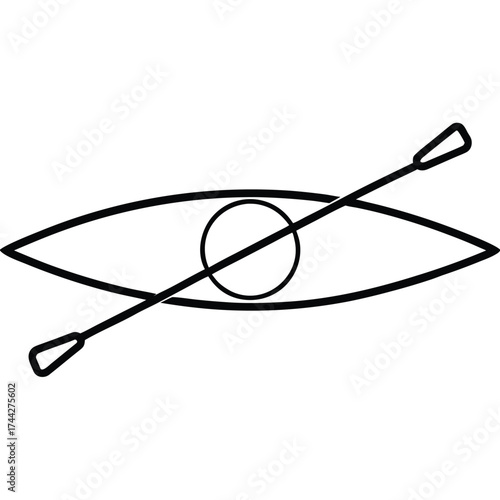 kayak simple line art silhouette vector icon