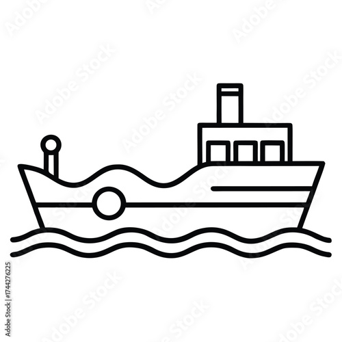 marine fuel tanker simple line art silhouette vector icon