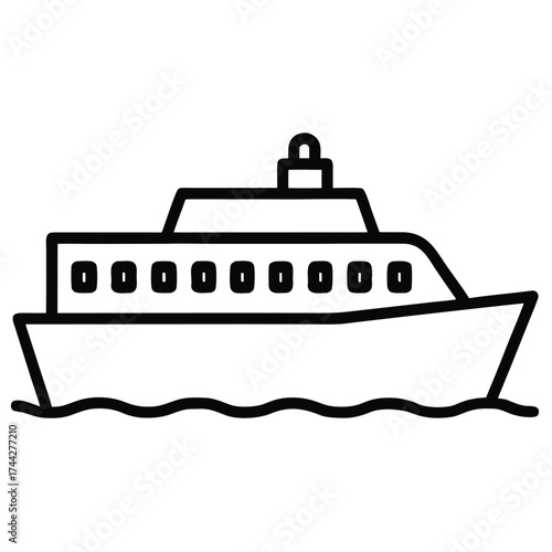 passenger ferry simple line art silhouette vector icon