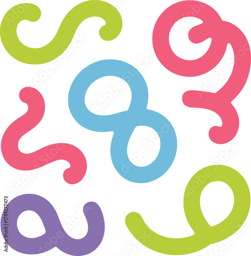 Abstract organic shapes in bright pink blue green purple vector