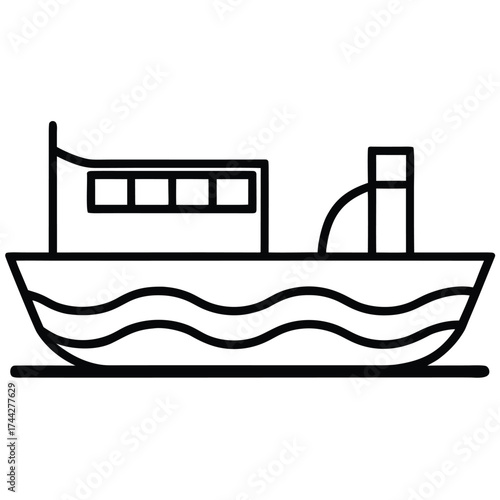 river barge simple line art silhouette vector icon