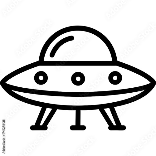 Ufo flying saucer outline icon vector