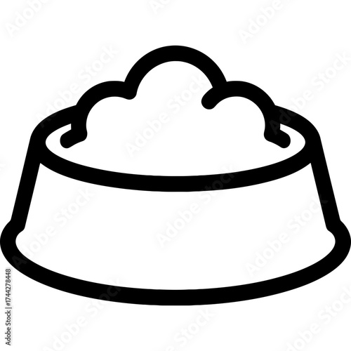Pet food bowl outline icon vector