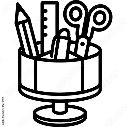 Desktop stationery carousel organizer outline icon vector