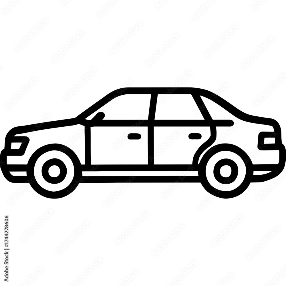 Fototapeta premium Sedan car outline icon vector