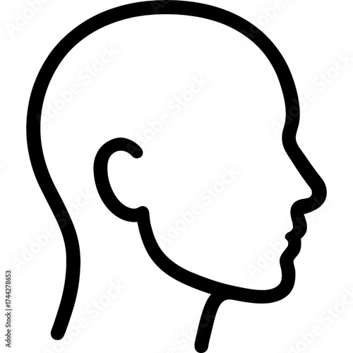 Human head profile silhouette outline icon vector