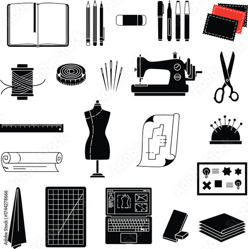 Minimalist Vector Collection of Fashion Design Tools.714Z