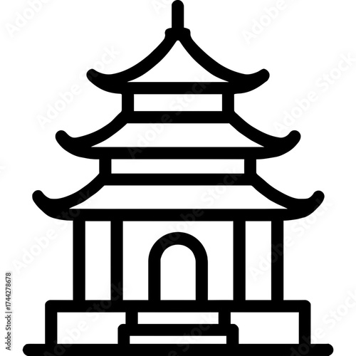 Temple building pagoda outline icon vector