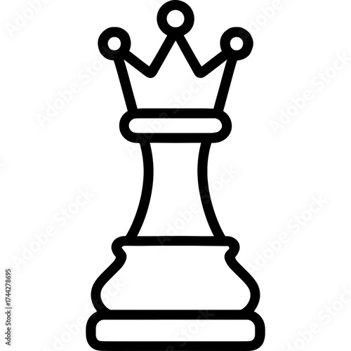 Chess queen piece outline icon vector