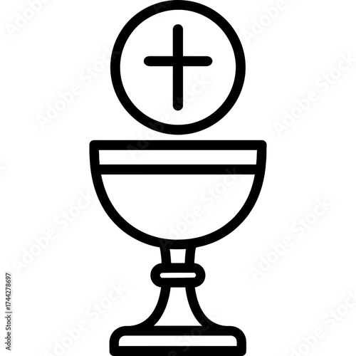 Chalice communion outline icon vector